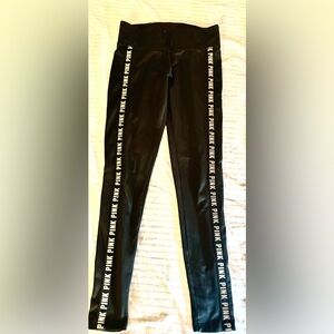 PINK Victoria's Secret Small Black Cozy Leggings pockets on side  activewear